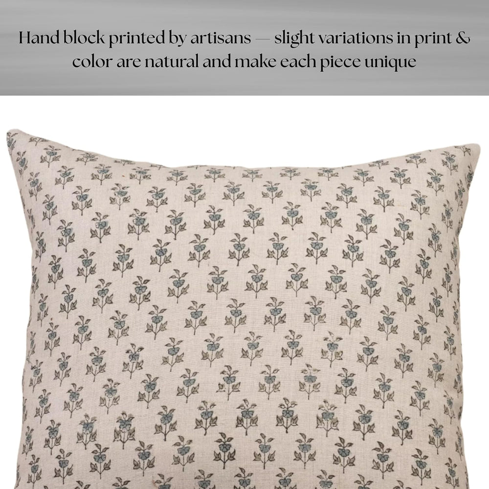 Linen Throw Pillow Covers 20x20 inch Soft sage and Blue Decorative Pillow Cov...