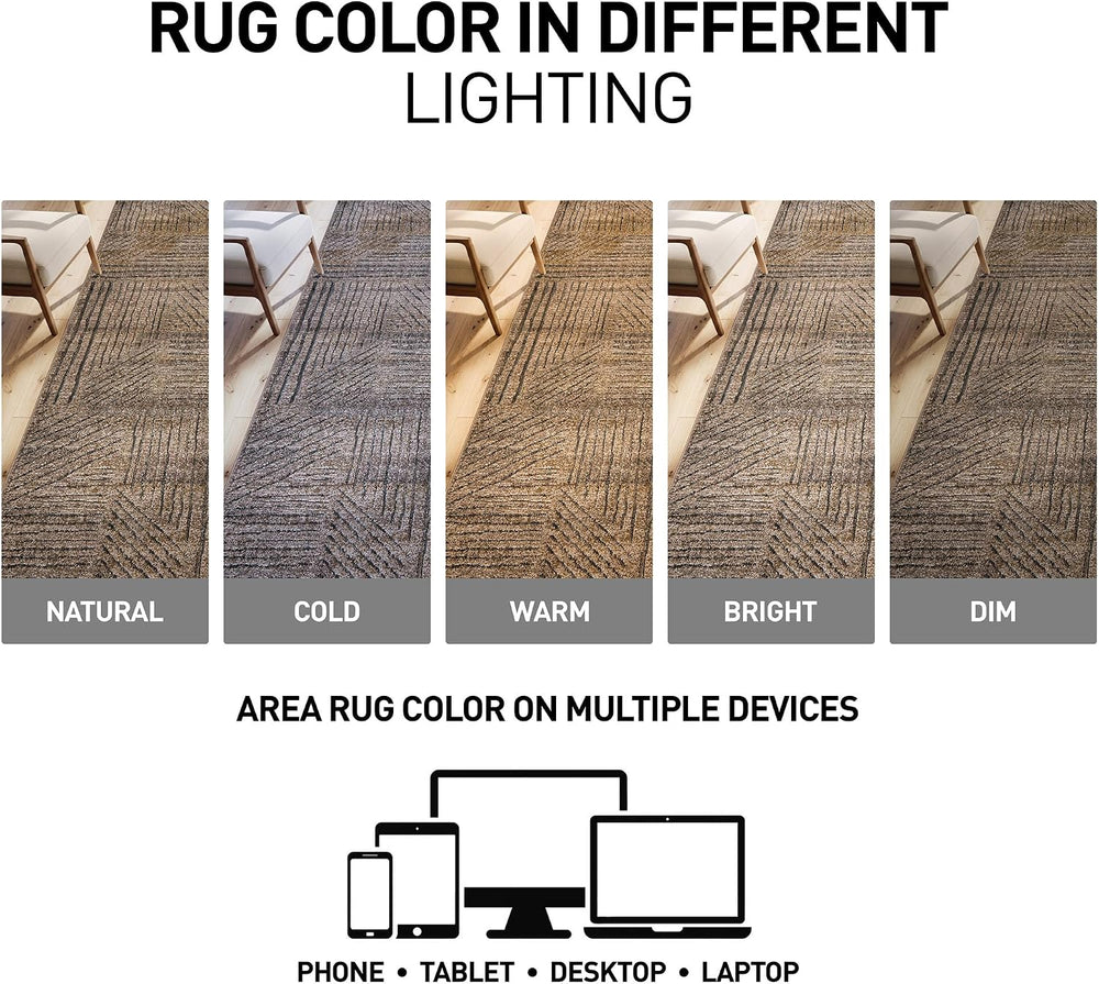 Rugshop Modern High-Low Patchwork Geometric Area Rug Indoor Brown 2'3&quo...