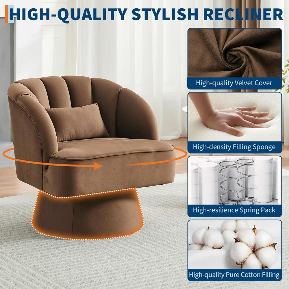 GarveeHome Modern Swivel Barrel Accent Chair, 360 Degree Velvet Upholstered A...