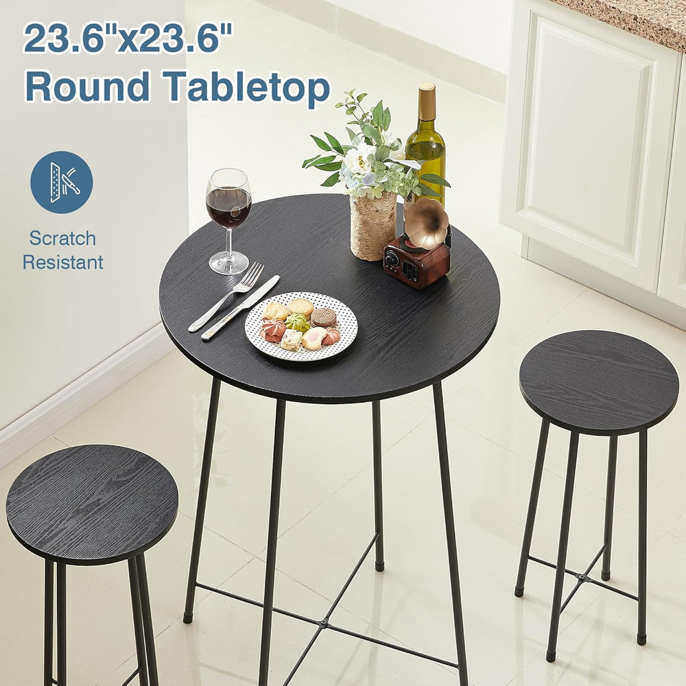 VECELO 3 Piece Pub Table and Chairs Sets Counter Height Bistro Bar Sets with ...