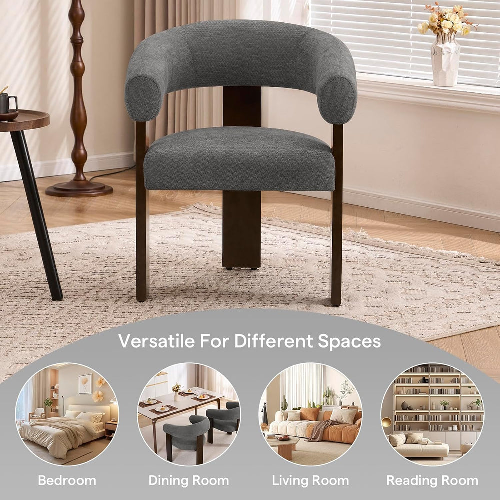 Modern Accent Chair, Barrel Armchair, U-Shaped Backrest, Grey