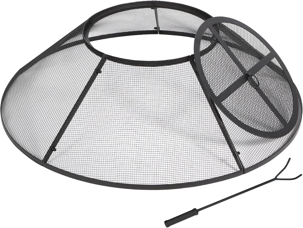 Fire Pit Spark Screen 36 Inch with Top Cover Round, Heavy Duty Collapsible Ou...