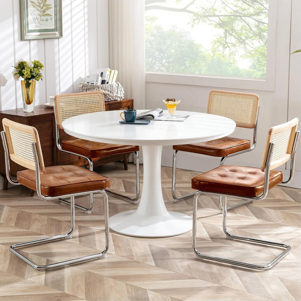 Zesthouse Natural Rattan Dining Chairs Set of 4, Mid Century Modern Dining Ro...