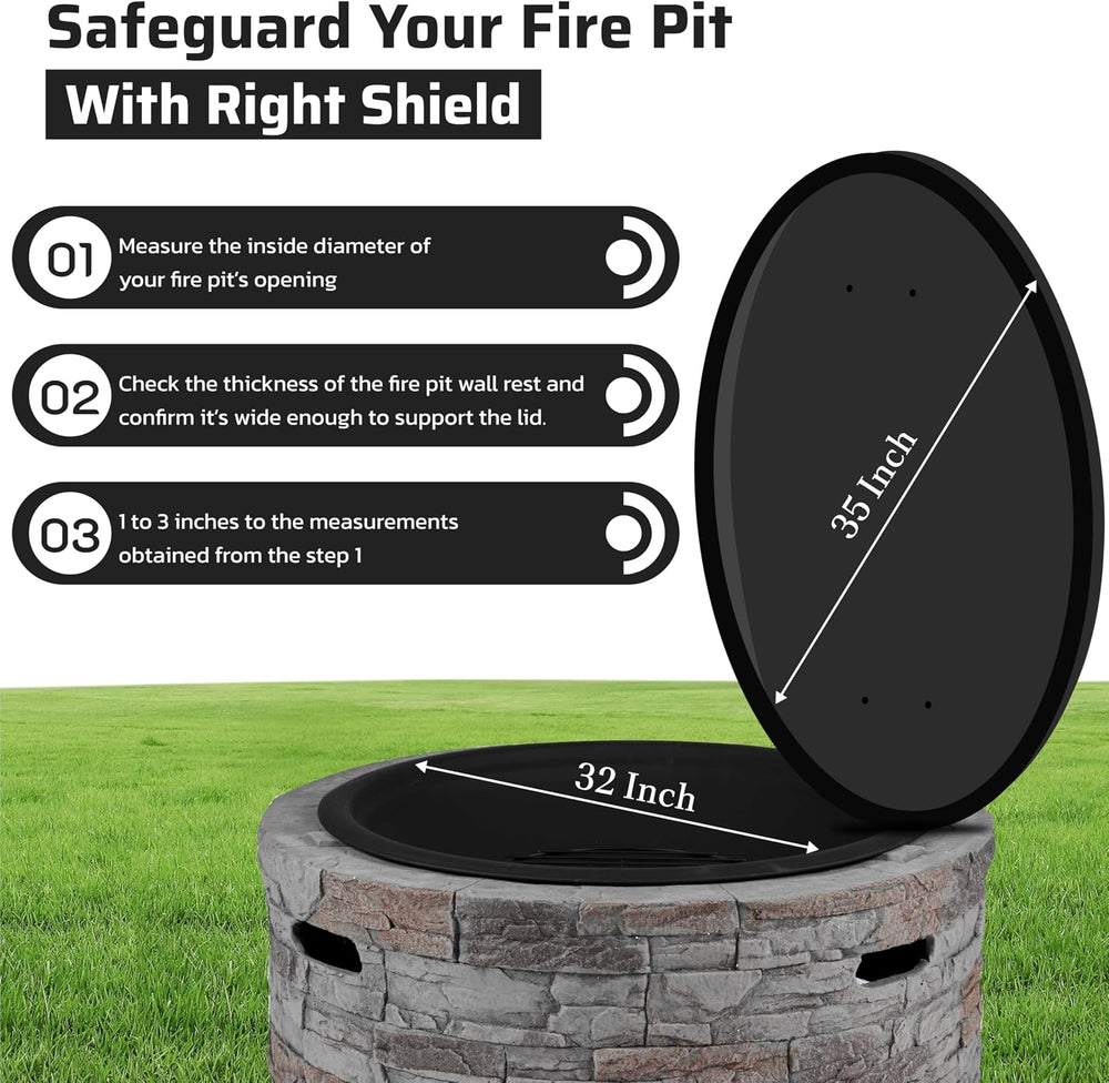 FEBTECH - 35" Round Fire Pit Cover Lid - Fits 32" Fire Pit Fireplac...