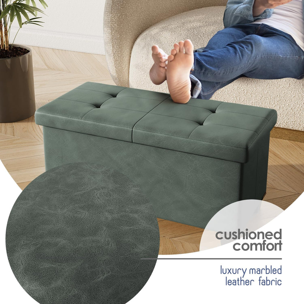 Storage Ottoman Bench with Bins, 30-in Storage Bench for Bedroom End of Bed, ...