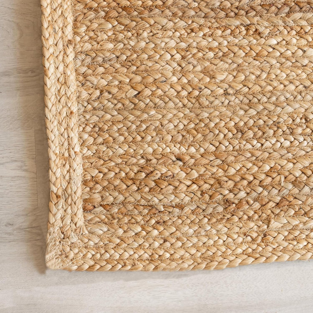 HOMEMONDE Solid Braided Jute Area Rug | 8' x 10' | Natural