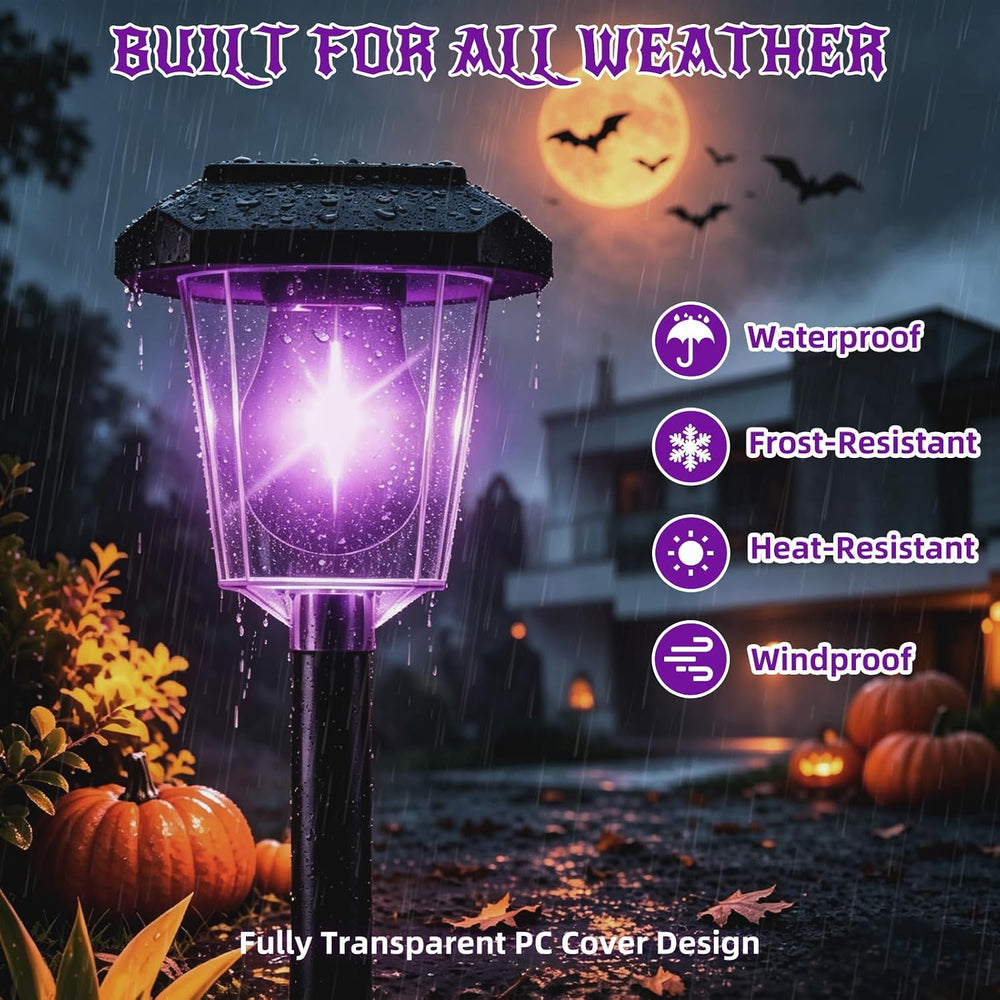 16Pack Purple Solar Halloween Lights outdoor, Pathway Halloween Decorations