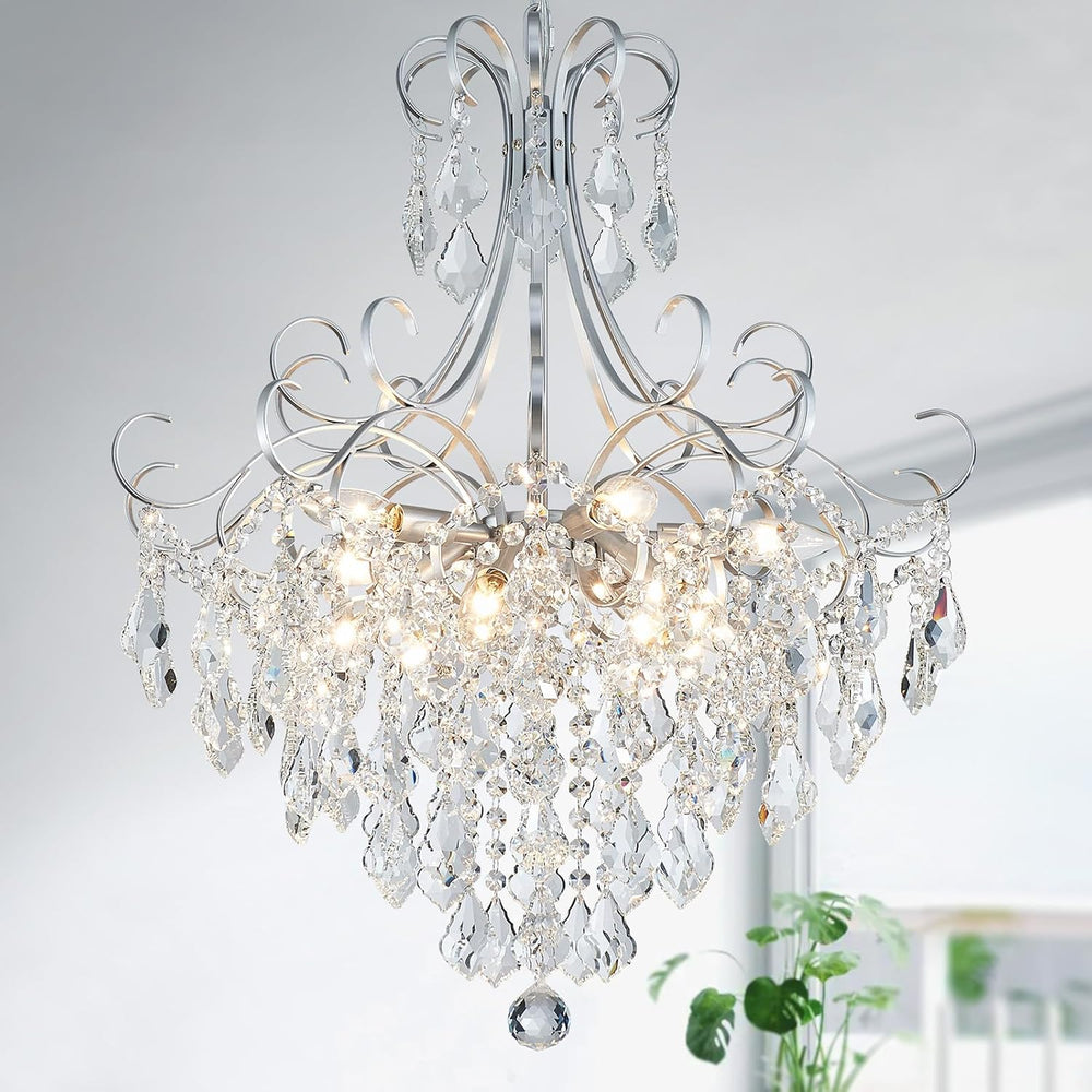 WUZUPS Crystal Chandelier 10-Light Pendant Ceiling Light Modern Lighting Fixt...