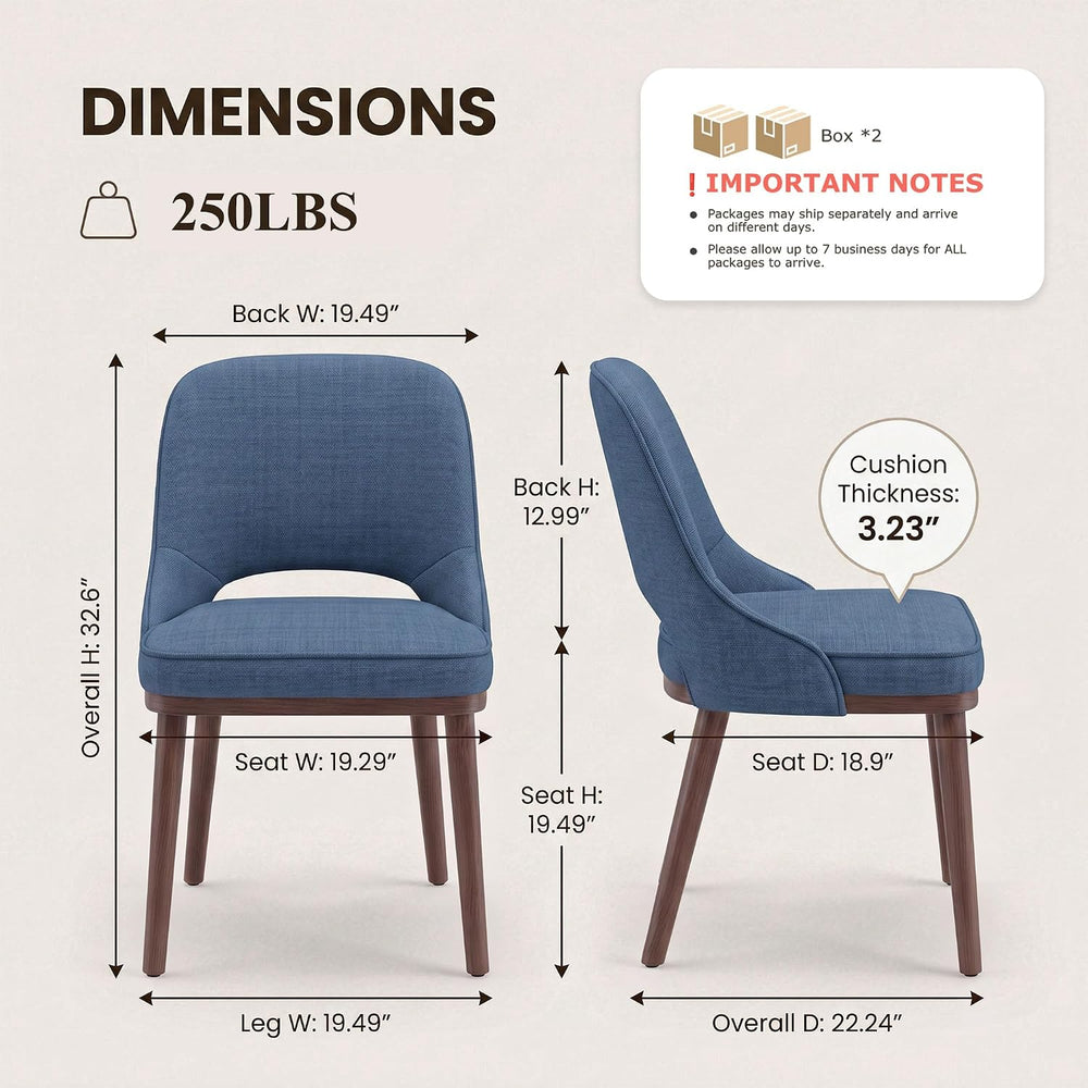MALOL Wooden Dining Chairs Set of 4, Modern Fabric Upholstered Dining Room Ch...