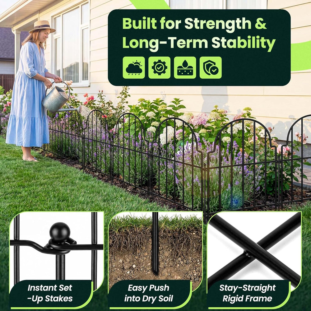 Decorative Garden Fence Panels 19 Pack - 16in (H) x 20ft Metal Animal Barrier...