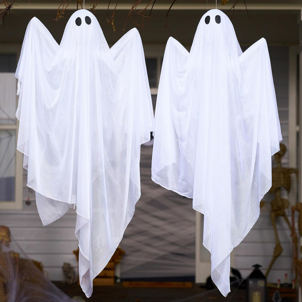 JOYIN 2 Pcs 47” Halloween Hanging Light up Ghost Decorations Outdoor, Hallowe...