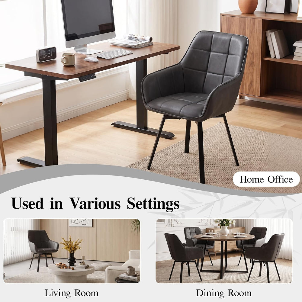 TUKAILAi Swivel Dining Chairs Set of 2, Faux Leather Dining Chairs with Arms ...