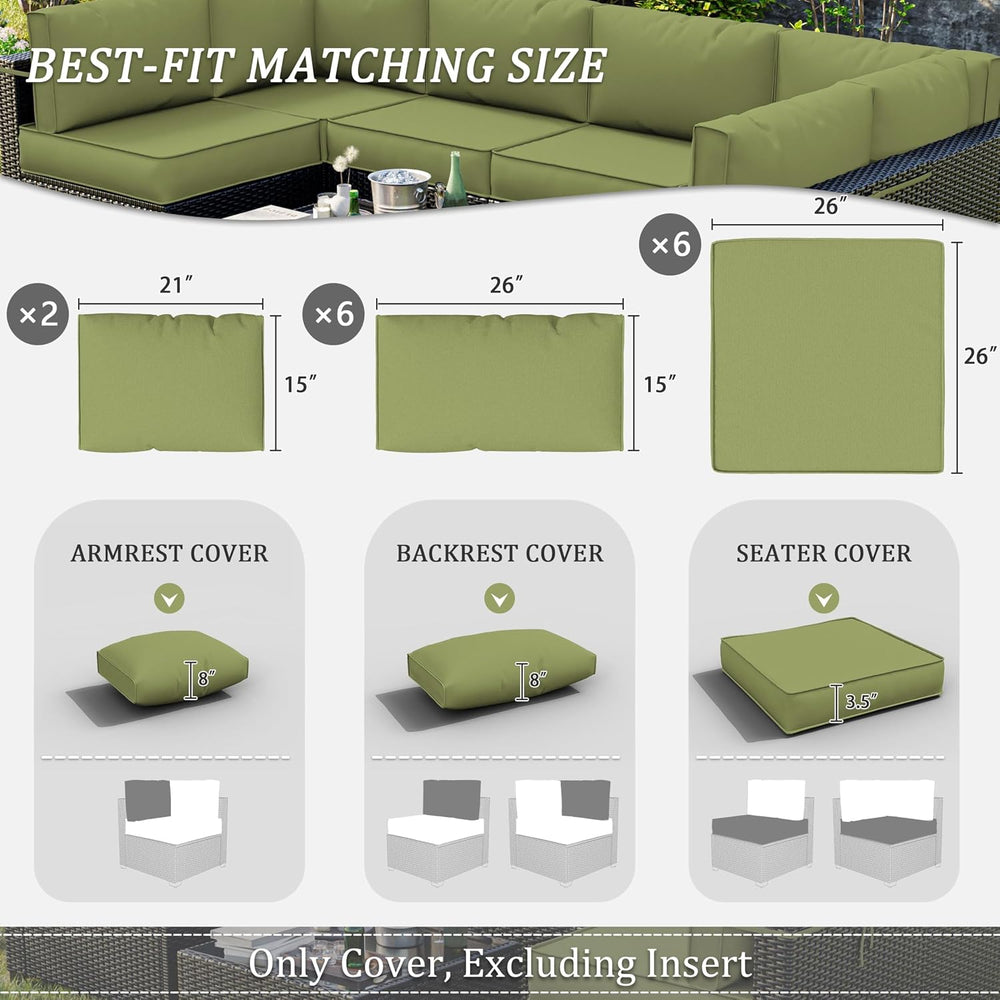 14 Pcs Outdoor Patio Cushion Covers, Replaceable Waterproof Furniture Covers,...