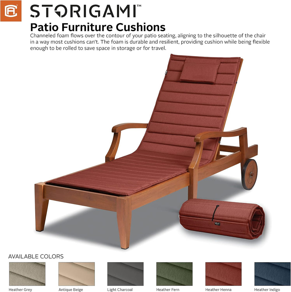 Classic Accessories Storigami Water-Resistant 80 x 26 Inch Chaise Lounge Cush...