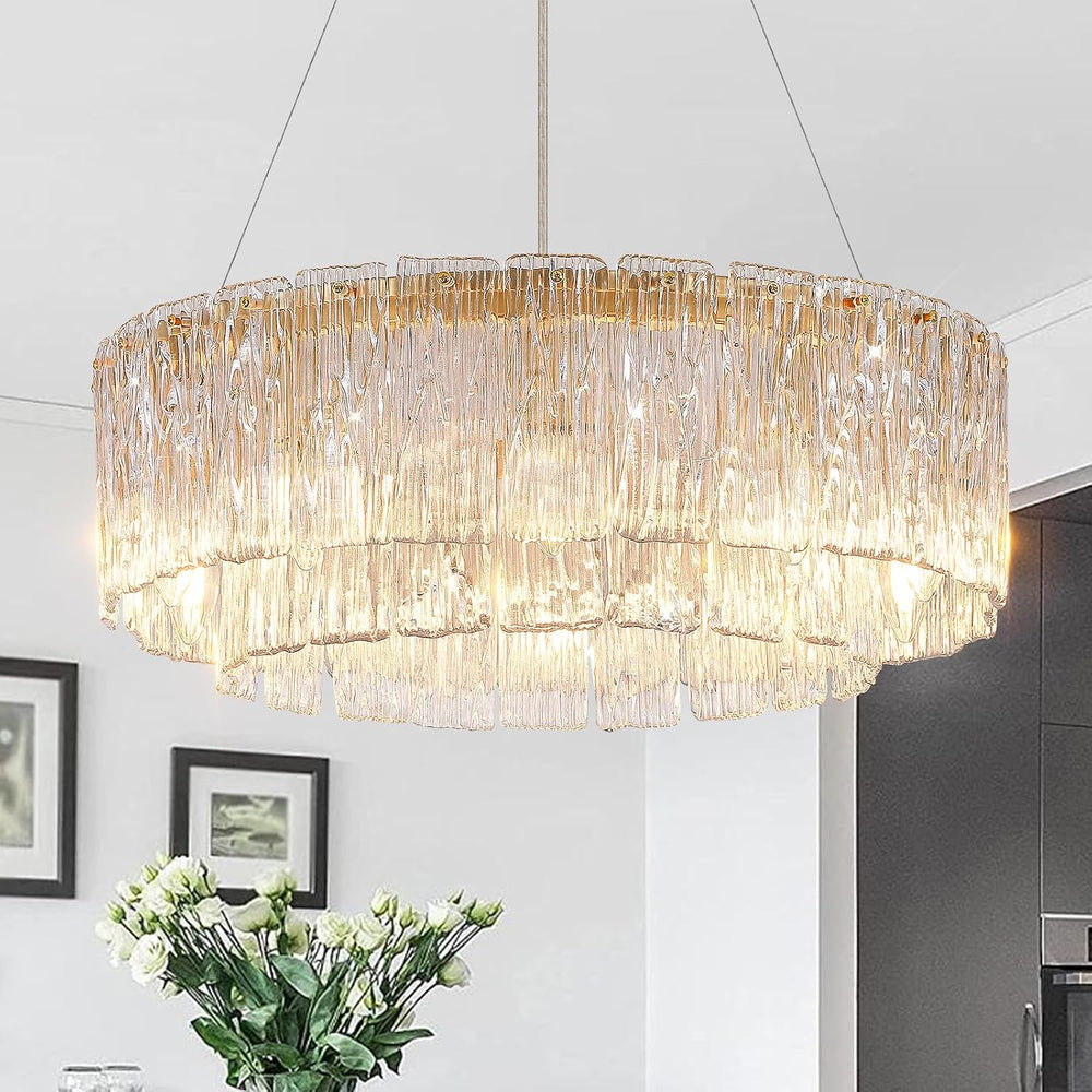 CATINER Modern 24" Crystal Glass Chandelier 10-Light Gold Chandeliers
