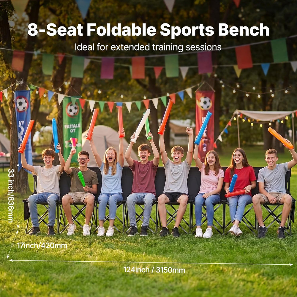VEVOR Portable Folding Bench, 8 Seats Foldable Sideline Bench, Outdoor Campin...
