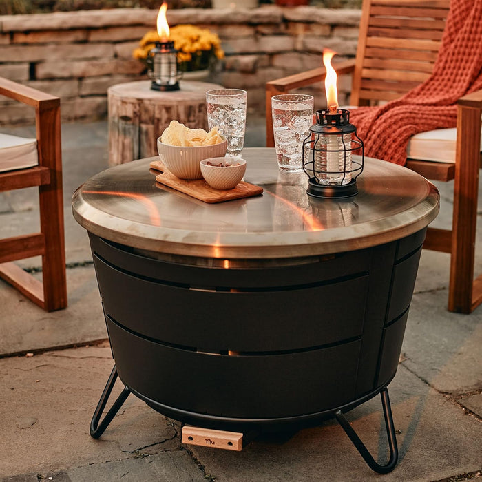 TIKI Reunion Tabletop Fire Pit Accessory Set Stainless Steel Outdoor