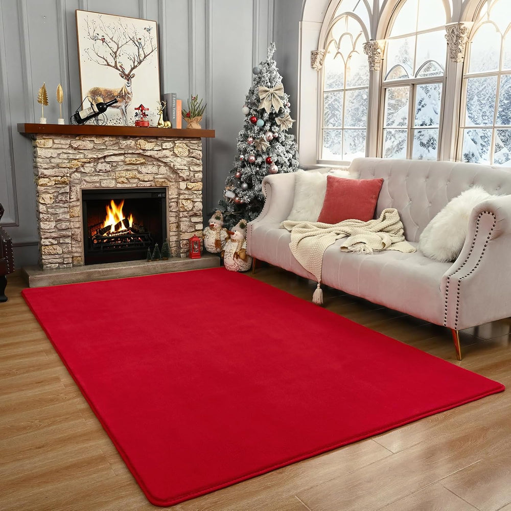 Amearea Modern Area Rugs for Bedroom Living Room, 4x6 Red Memory Foam Rug