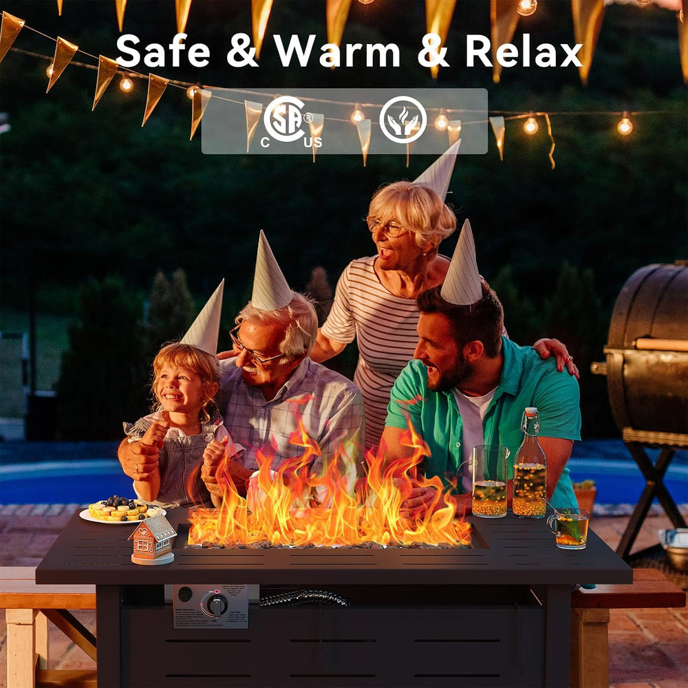Aoxun 41 Inch Propane Fire Pit Table–50,000 BTU Gas Outdoor Fire Pit Table wi...
