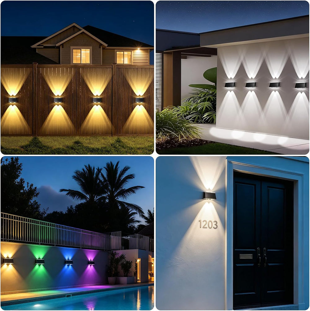 LANSOW Solar Fence Lights Outdoor 12 Pack, Fence Lights Solar Powered Waterpr...