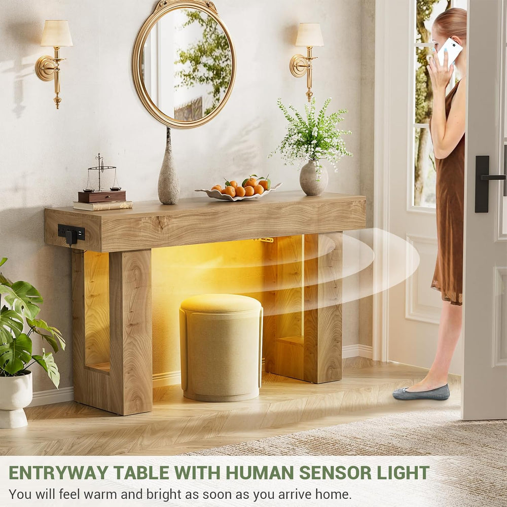 Unikito 47" Entryway Table with Sensor Light & AC Outlets with USB-C...