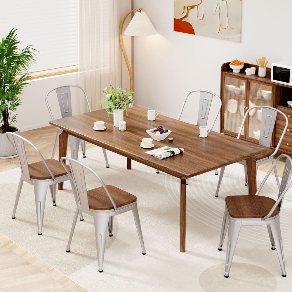 18 Inch Metal Dining Chairs,Arlunar Farmhouse Chairs Set of 4 Black Dining Ro...