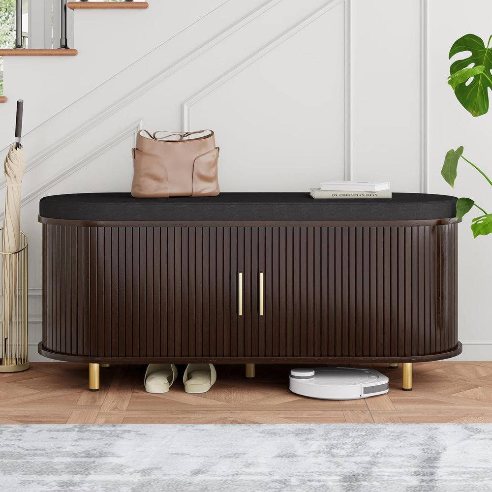 DHH 2-Tier Storage Bench,Wide Shoe Bench with Thickened Padded Seat Cushion, ...