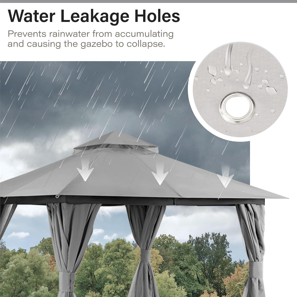 LAUSAINT HOME Gazebo Replacement Canopy Top 10'x10', Removable Vented...