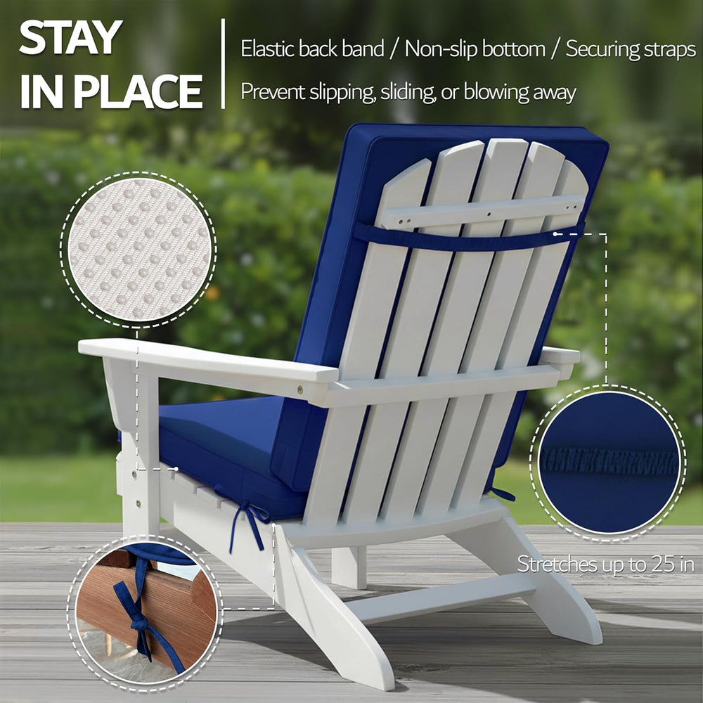 Outdoor Adirondack Chair Cushions Set of 4 - Removable Covers, Water-Repellen...