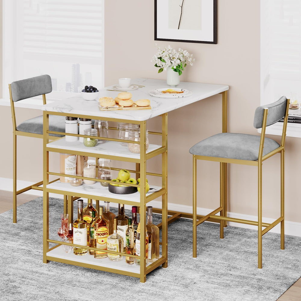 GAOMON Dining Table Set for 2, Kitchen Table and Upholstered Chairs for 2, 3 ...