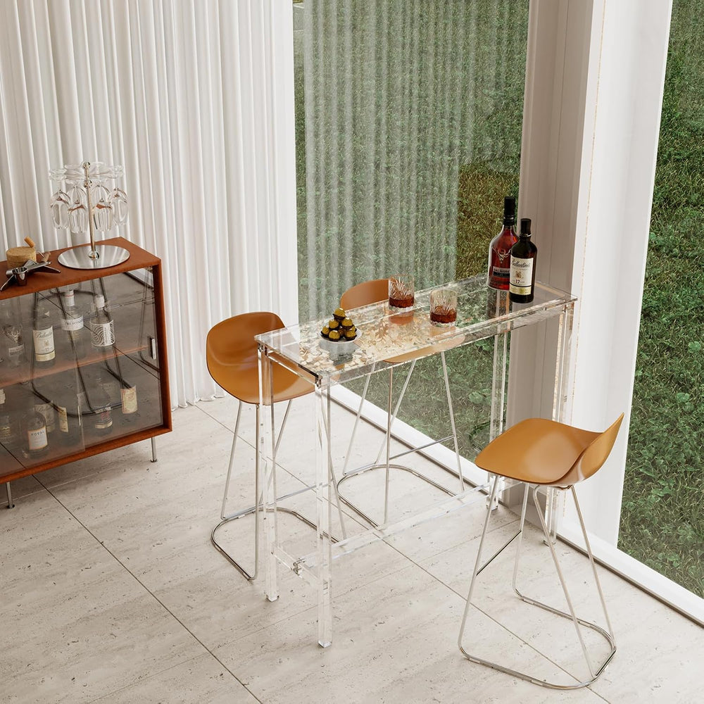 Sumerflos Acrylic Counter Height Table - 39" Clear Bar Table Rectangular...