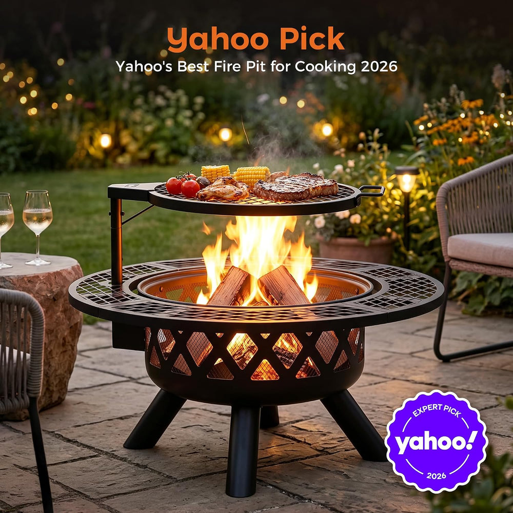 Outdoor Fire Pits for Outside Wood Burning Fire Pit with Cooking Grill