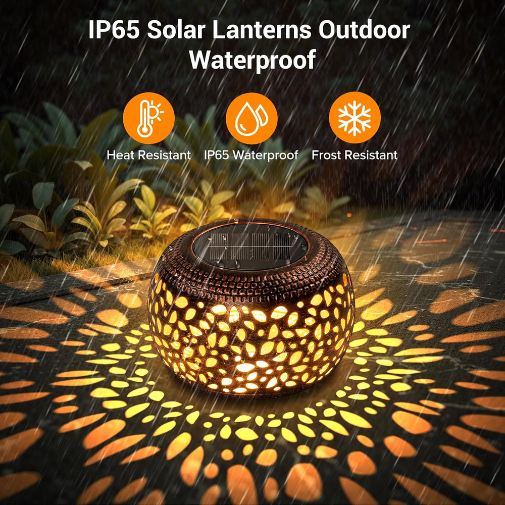 Solar Lanterns Outdoor Waterproof, 4 Pack Flower Petal Solar Garden Lights wi...