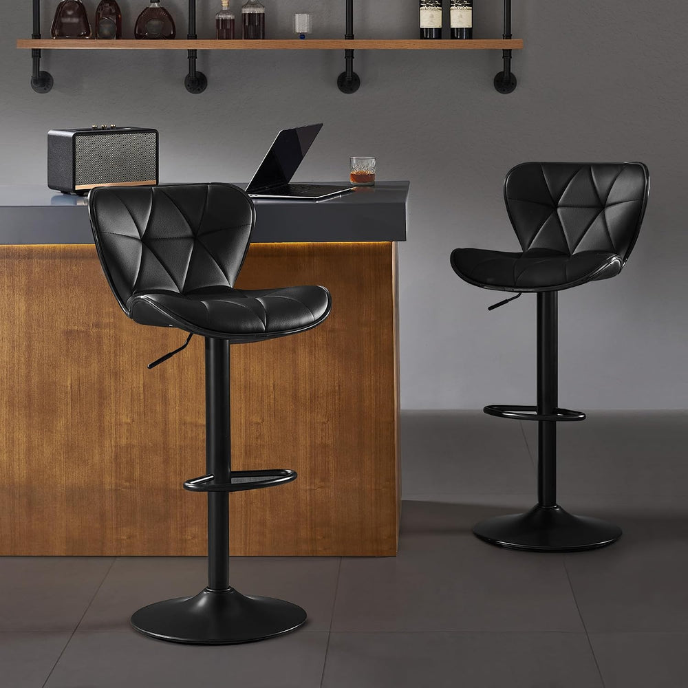 Bar Stools Set of 2, Modern Swivel Counter Height Bar Stools, Adjustable PU L...