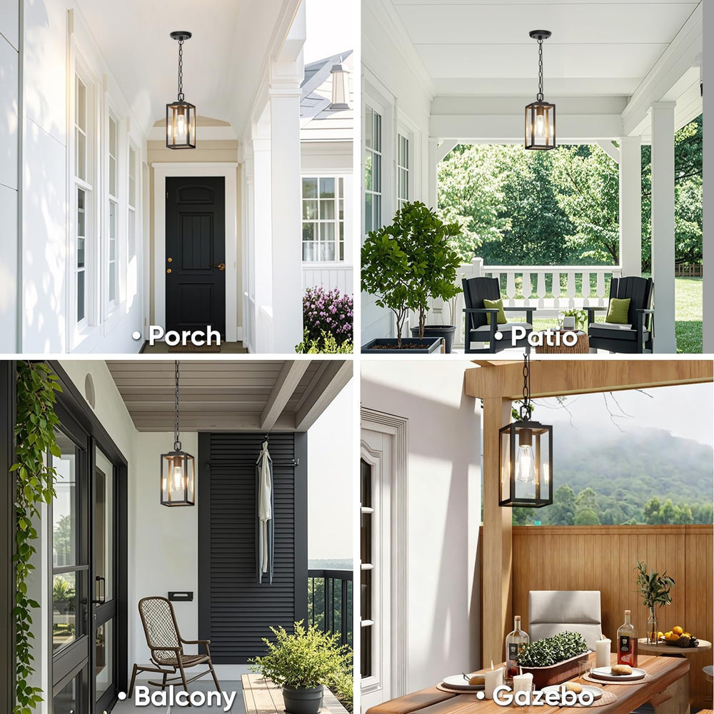 Modern Outdoor Pendant Light for Porch, Exterior Hanging Lantern