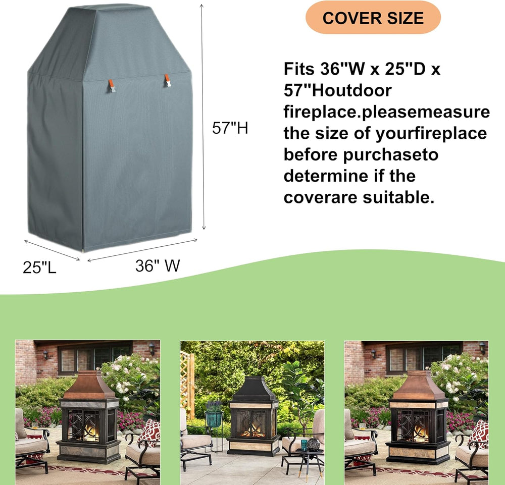 Outdoor Fireplace Cover, Heavy Duty Waterproof Oxford Fabric for Protecting O...