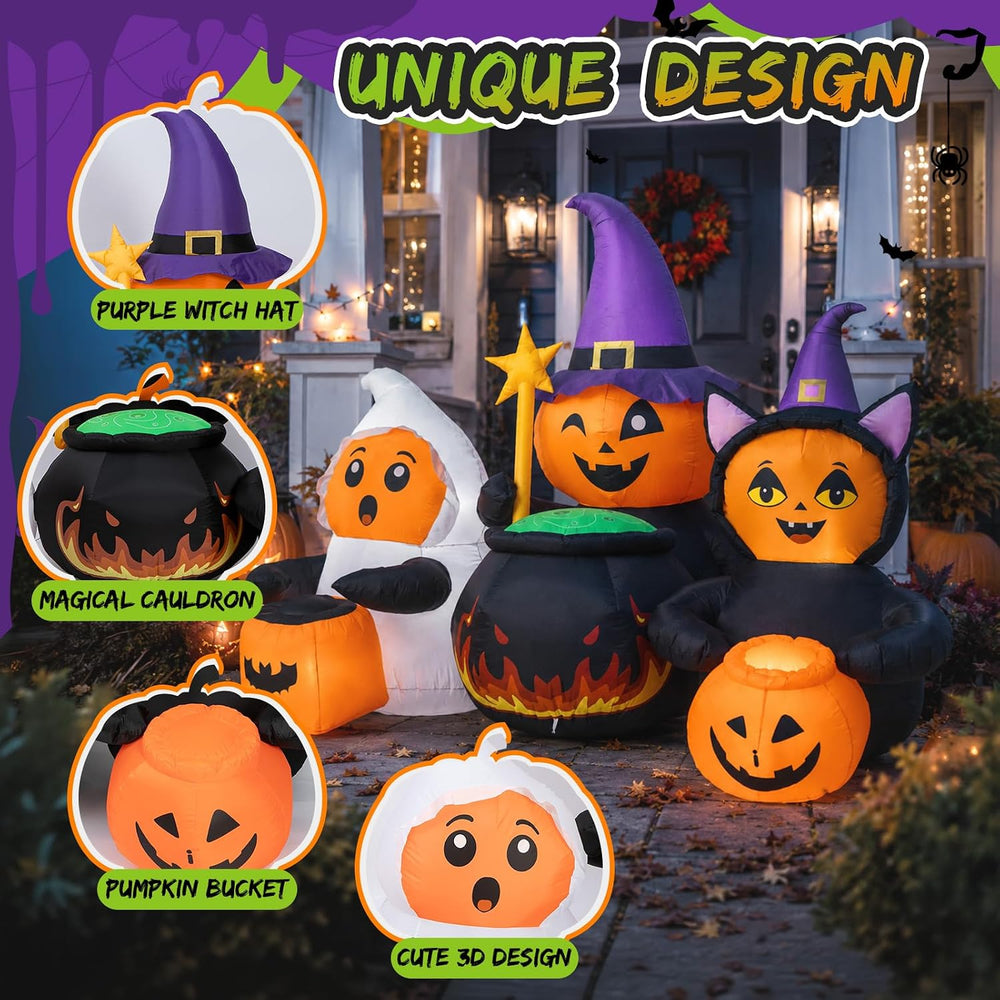 7FT Halloween Inflatables Pumpkin Character Trio, Outdoor Yard Decorations