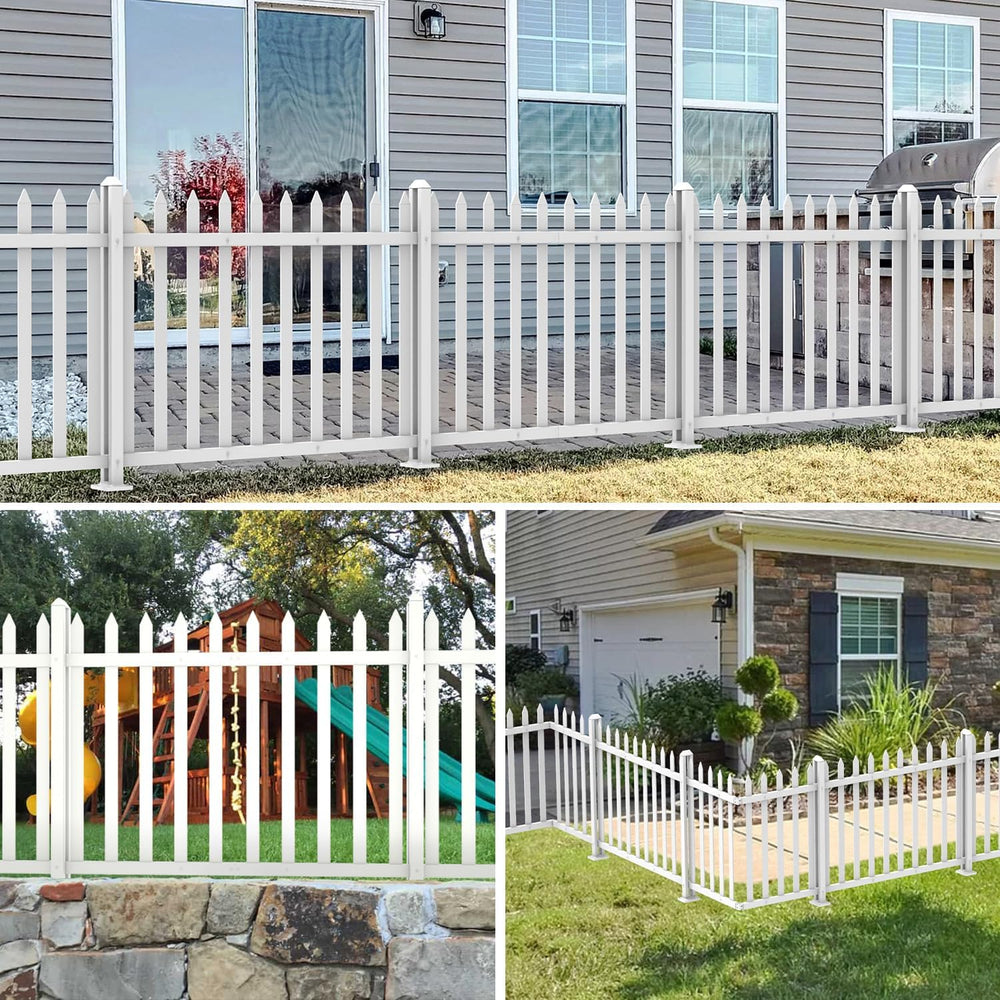 1 Set Vinyl Picket Fence Panels White 84''Wx36''H PVC Decorat...