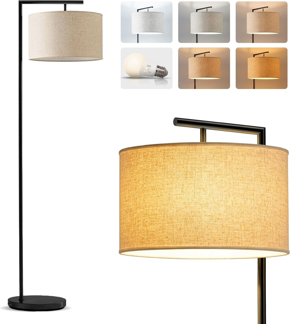Brightech Montage Modern Floor Lamp - LED Standing Lamp with Tan Shade for Li...