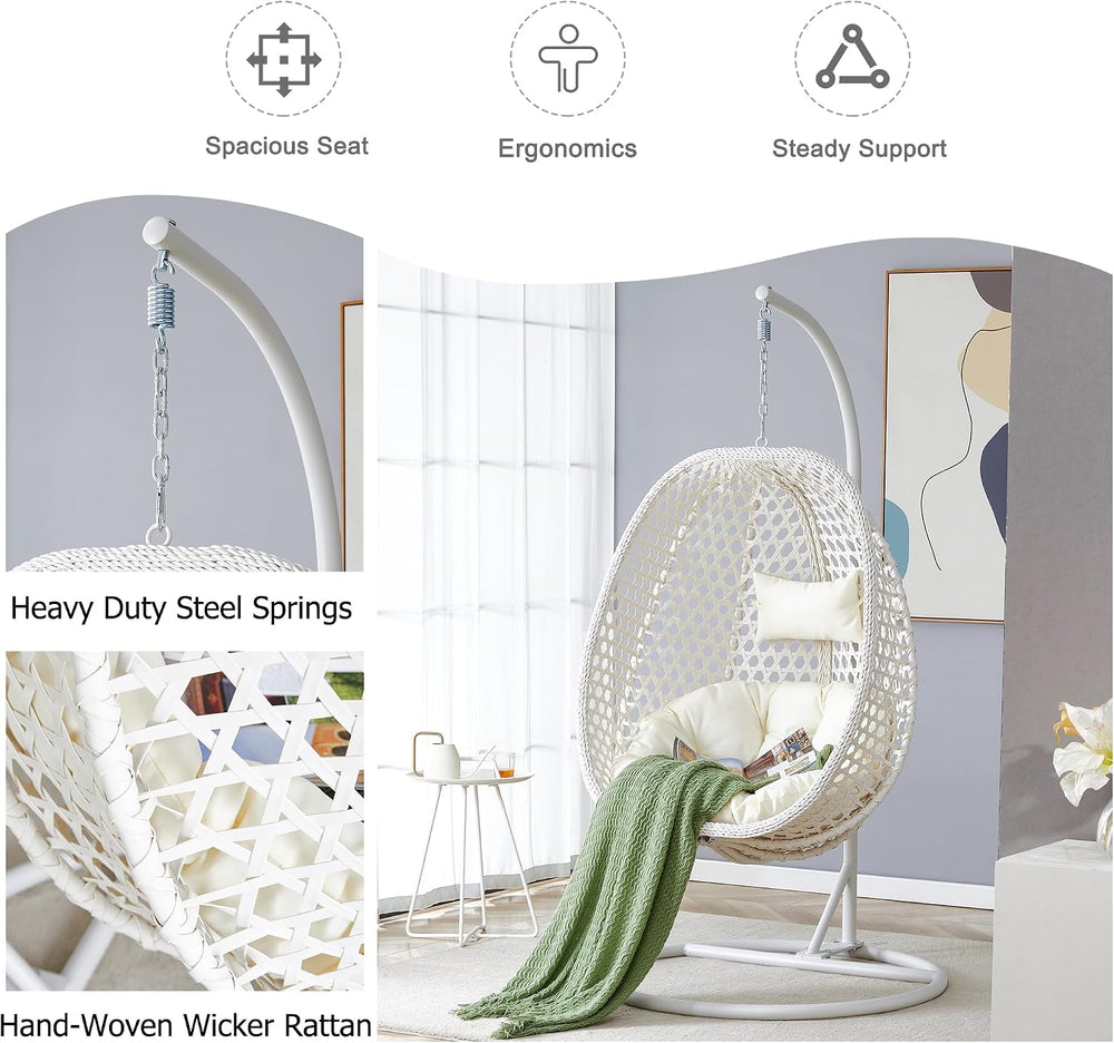 NYEESS Egg Swing Chair with Stand, Rattan Hanging Egg Chair, Hammock Chair