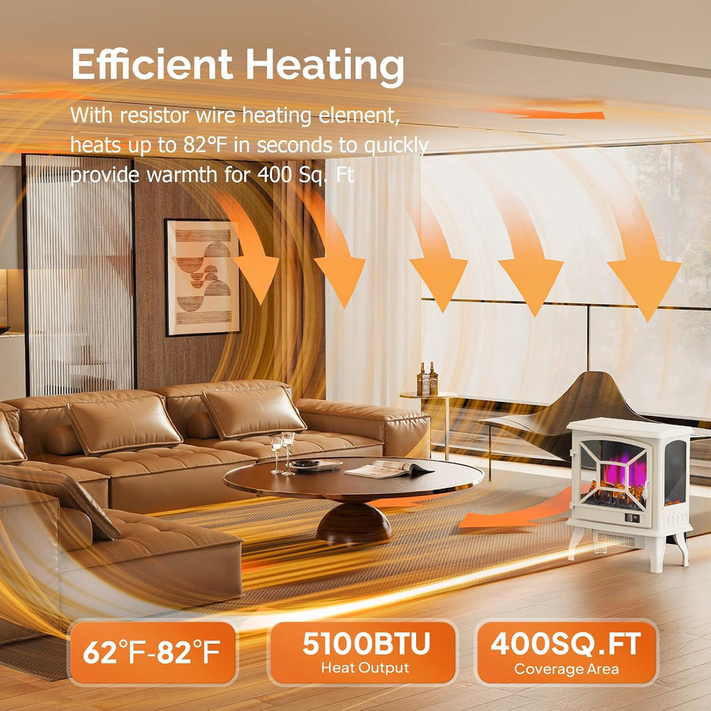 ROVSUN 1400W Electric Fireplace Stove Space Heater, 23''H Portable Fr...