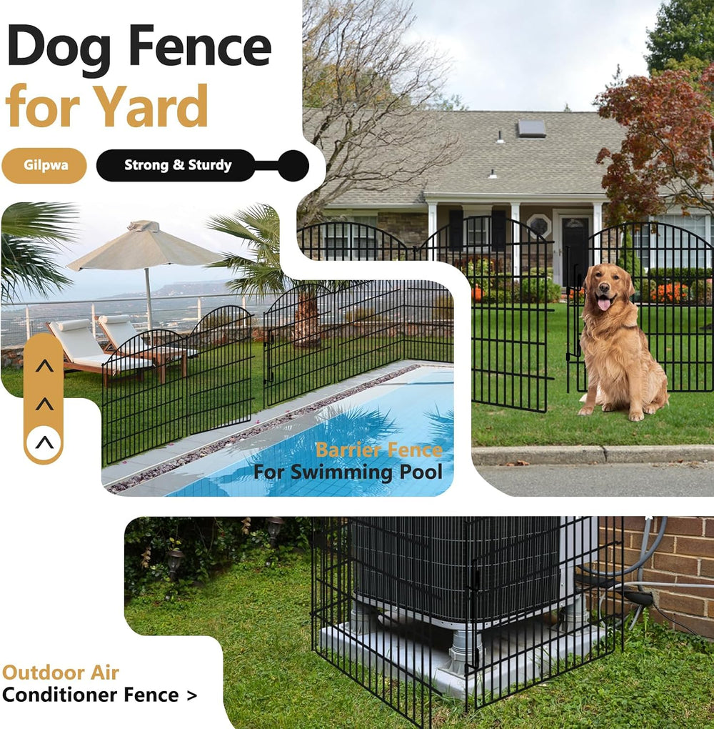 10 Panels Garden Fence Animal Barrier with Lock, 33in (H) x 24ft (L) Dog Fenc...