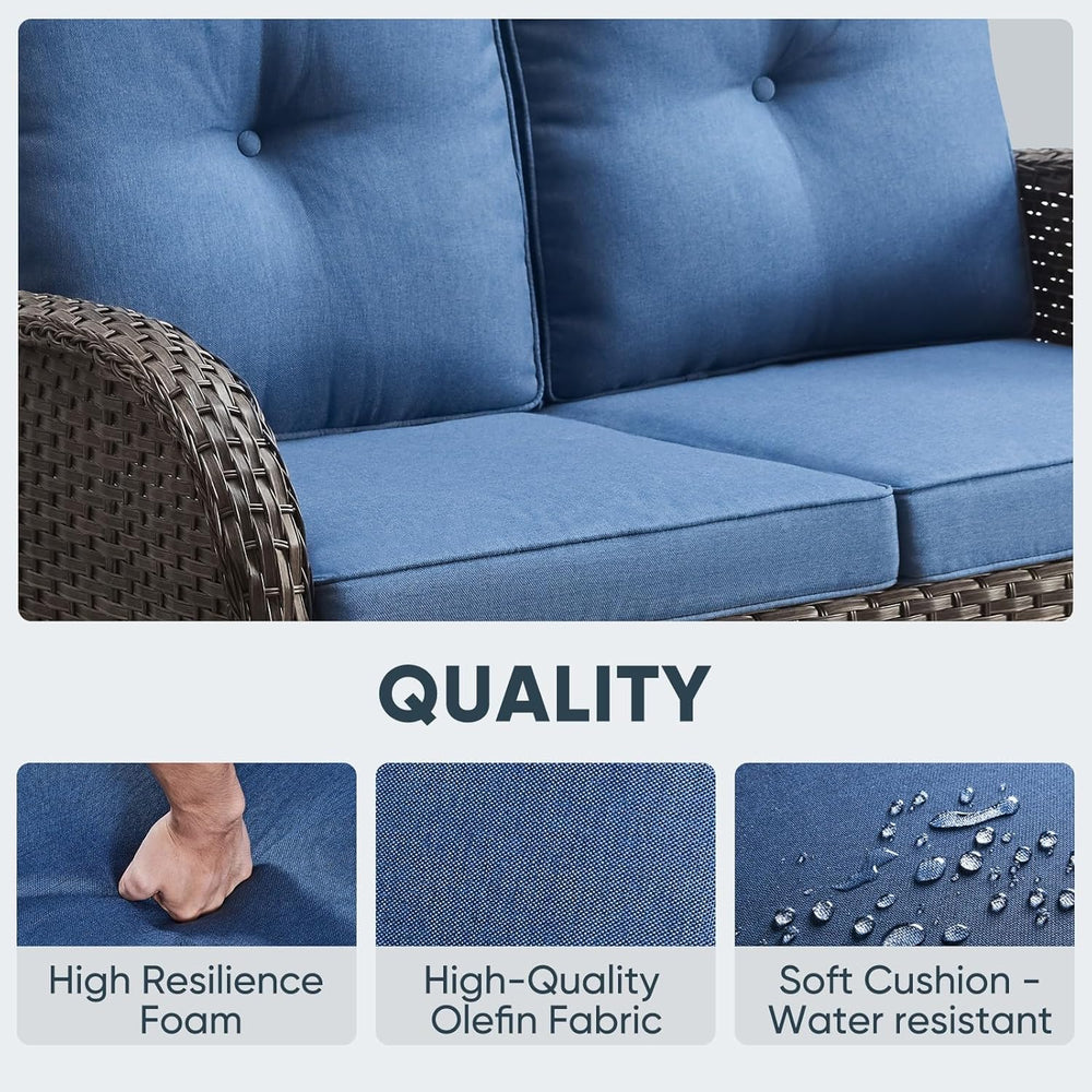 Belord 5 Piece Outdoor Patio Furniture Set with Deep Seating Swivel Rocker Ch...