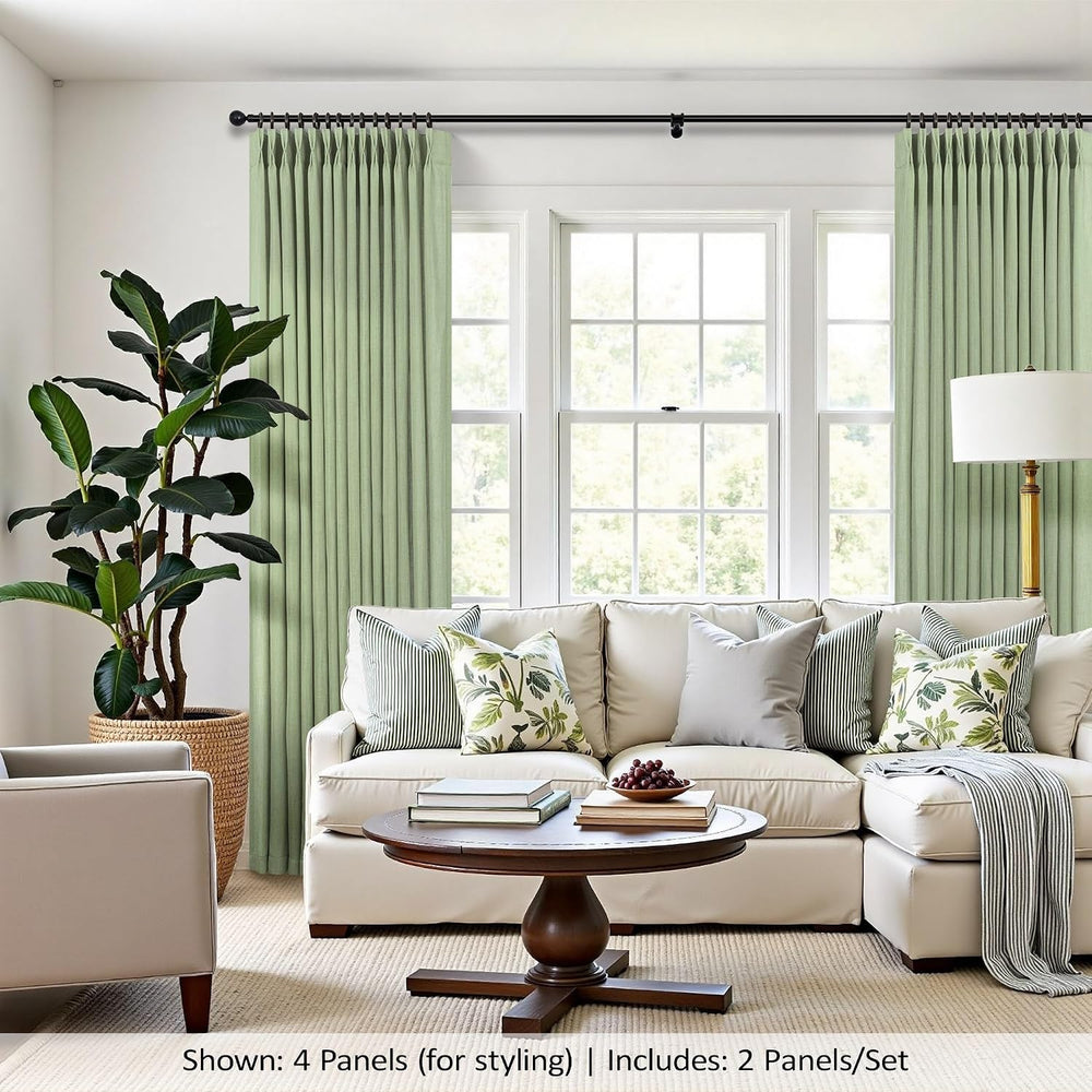 Sage Green Curtains 84 Inch Length 2 Panels for Bedroom Aesthetic Pinch Pleat...