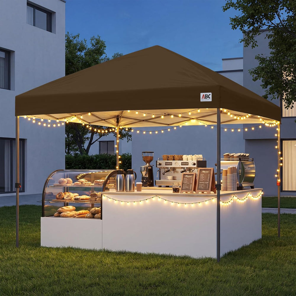 ABCCANOPY 10x10 Pop Up Canopy Tent, Heavy Duty Weather Protection, Brown