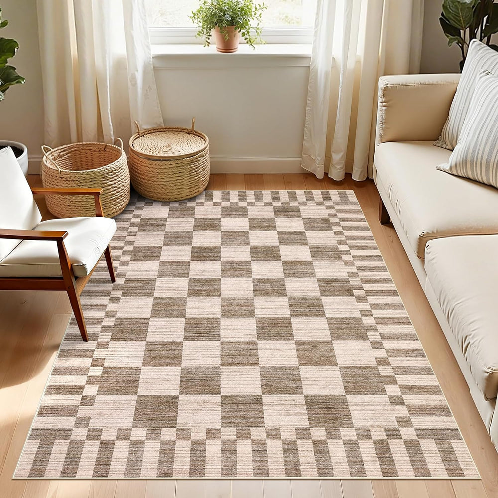 GarveeHome Checkered Rug 3x5 Area Rugs for Living Room Washable Nursey Rug