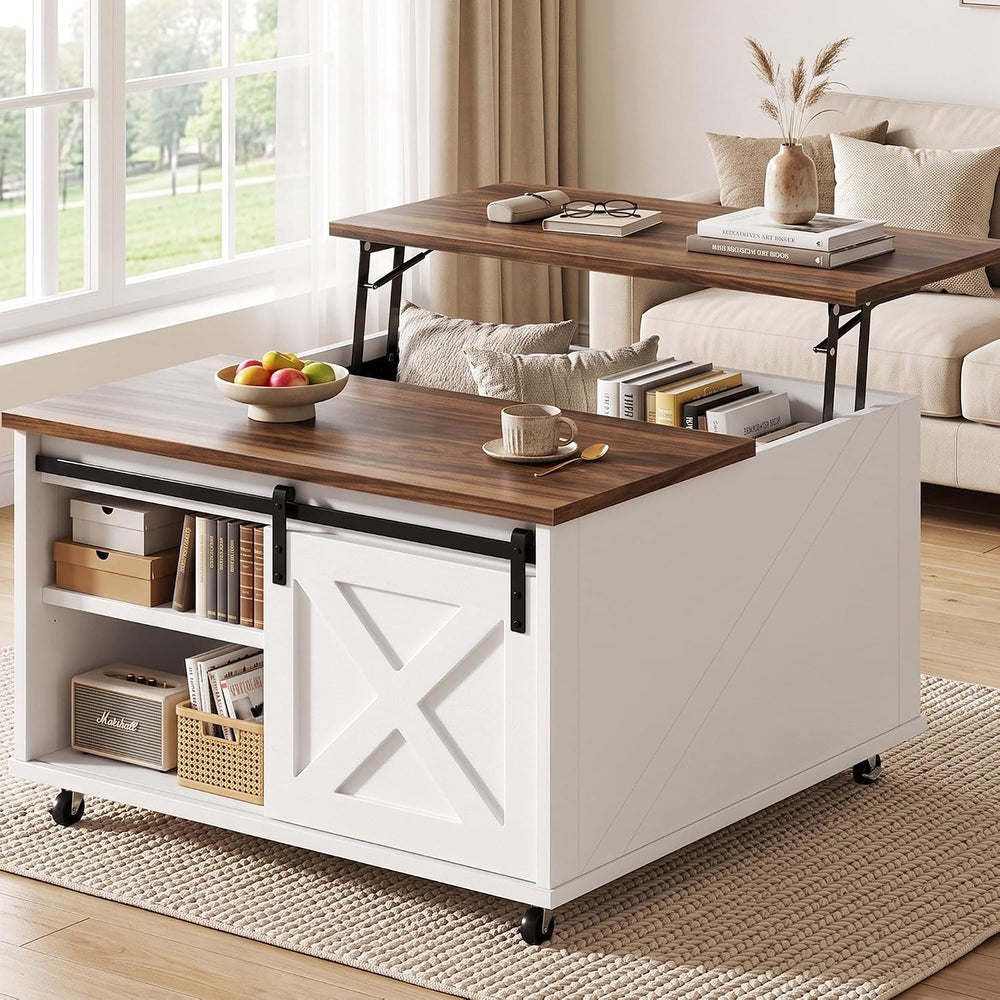 Shintenchi 31.5" Lift Top Coffee Table with Wheels & Storage, Square...
