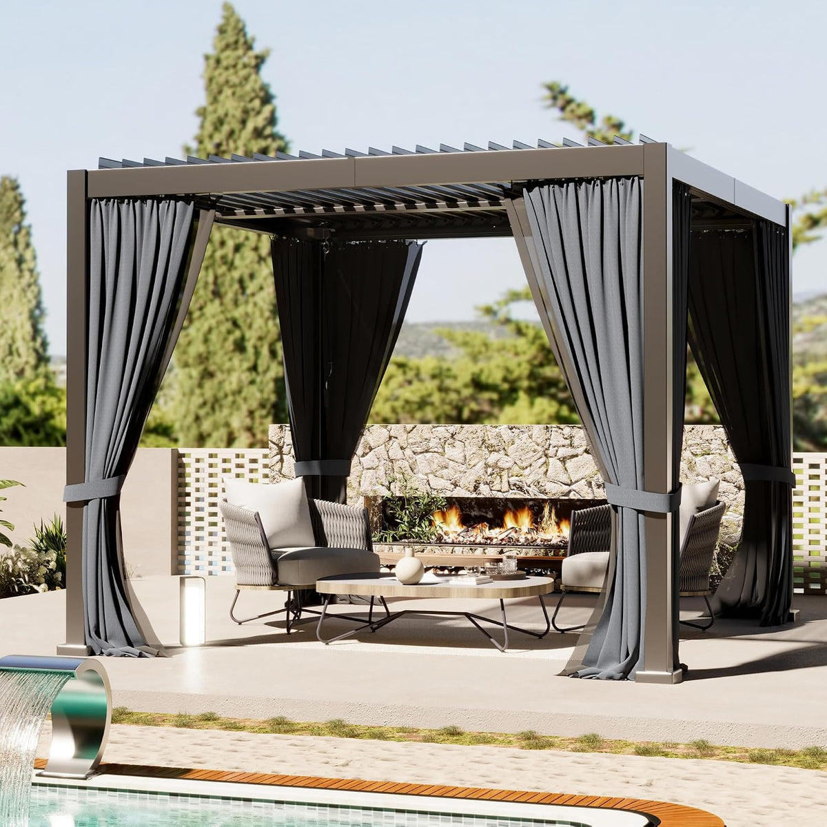 10'x10' metal pergola, outdoor patio pergola with hardtop on a desk or shelf