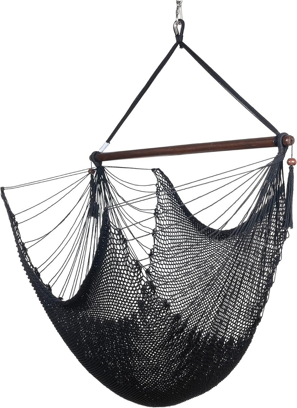 Large Caribbean Hammock Chair - 48 Inch - Polyester - Hanging Chair - Black