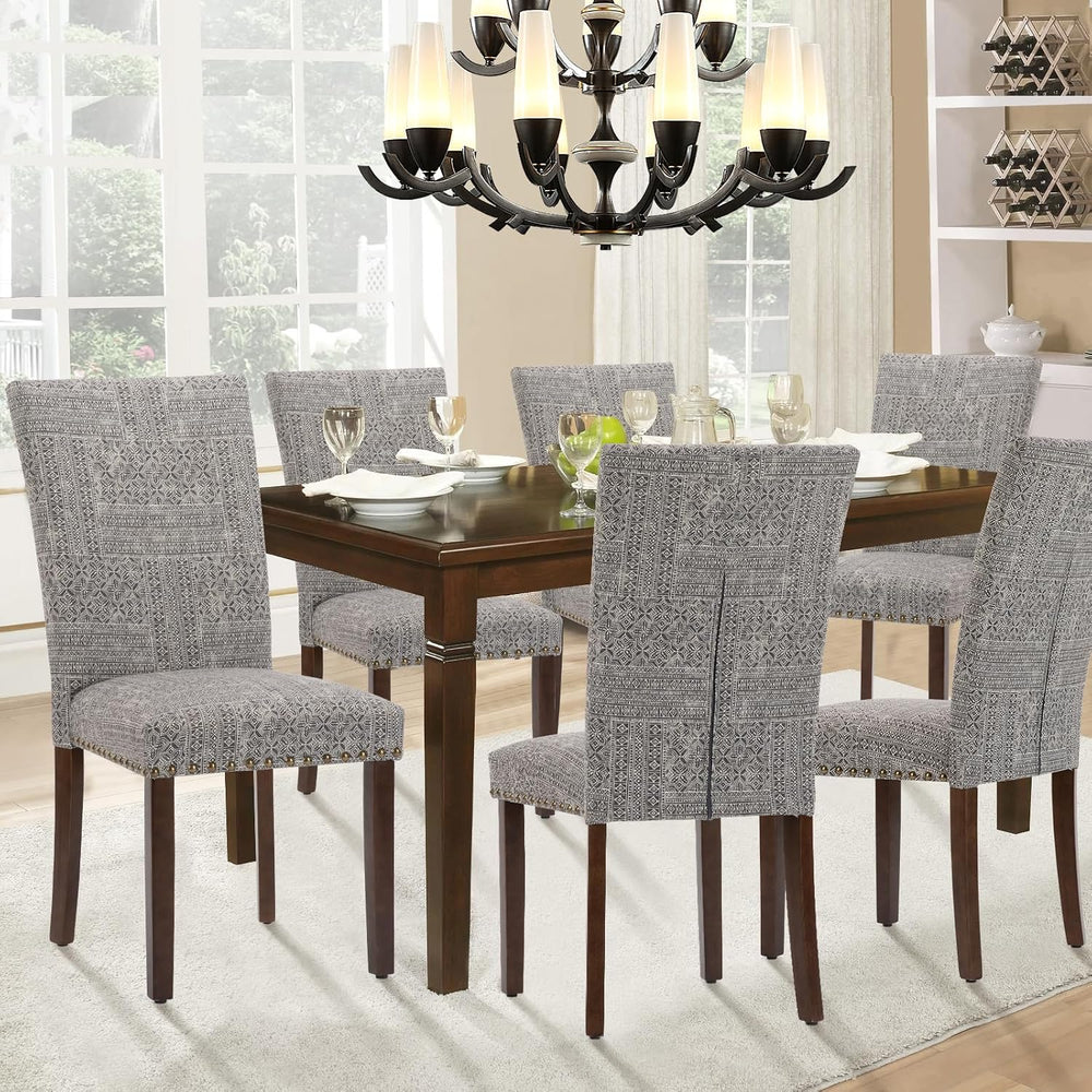 Parsons Dining Chairs Set of 2, Upholstered Nailhead Dining Room Kitchen Side...